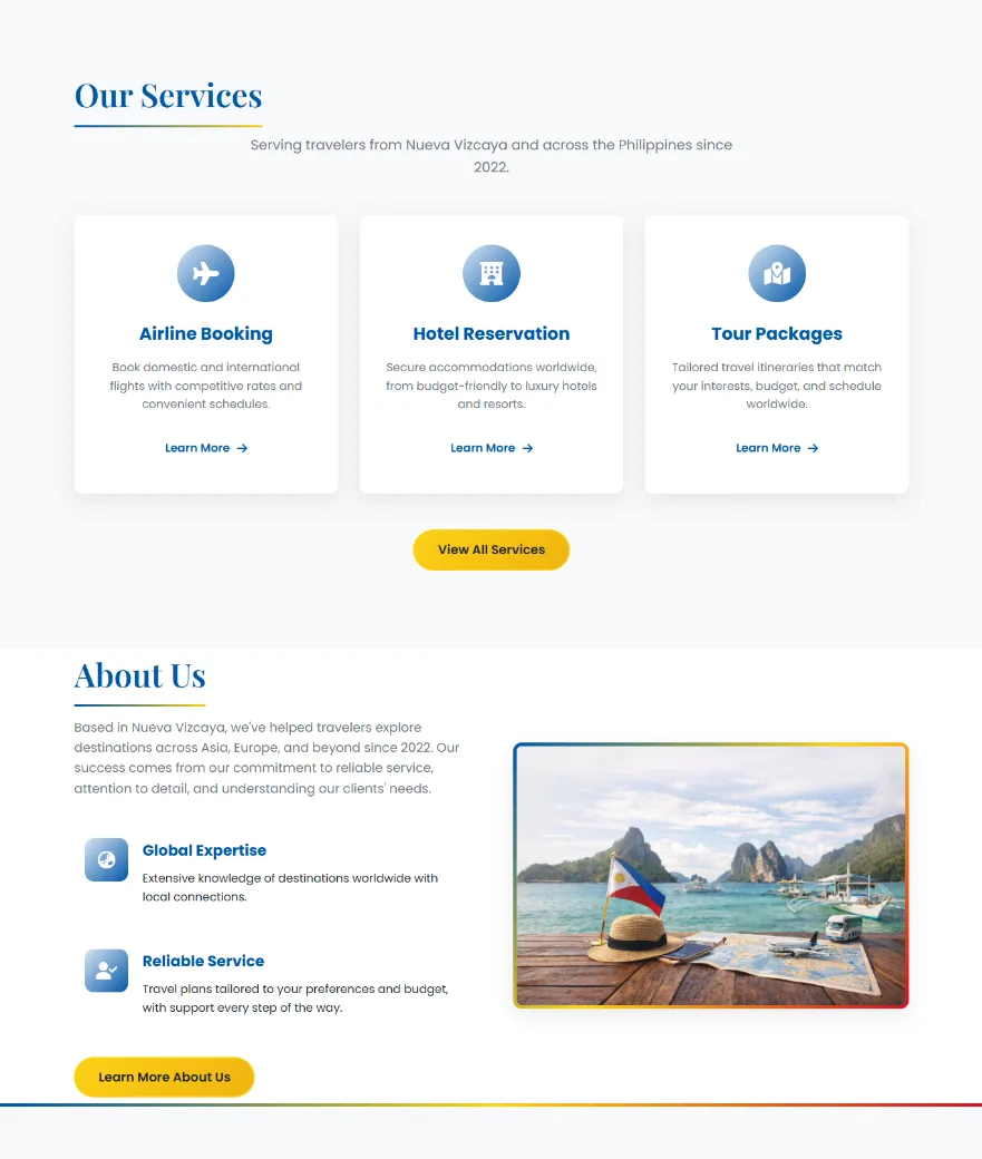 Blessed Journey service overview and about section